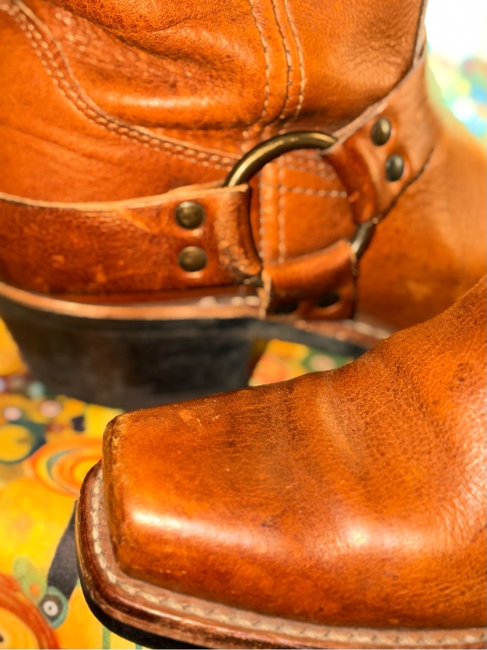 Frye 12R Harness Boot in Cognac Leather with Black Soles, Vintage 2004 - Picture 9 of 16
